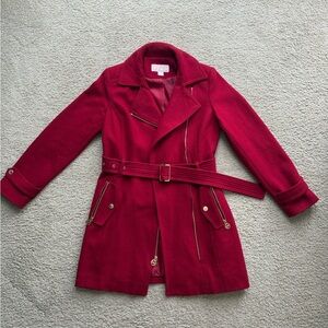 Michael Kors Rich Red Trench Coat with Belt